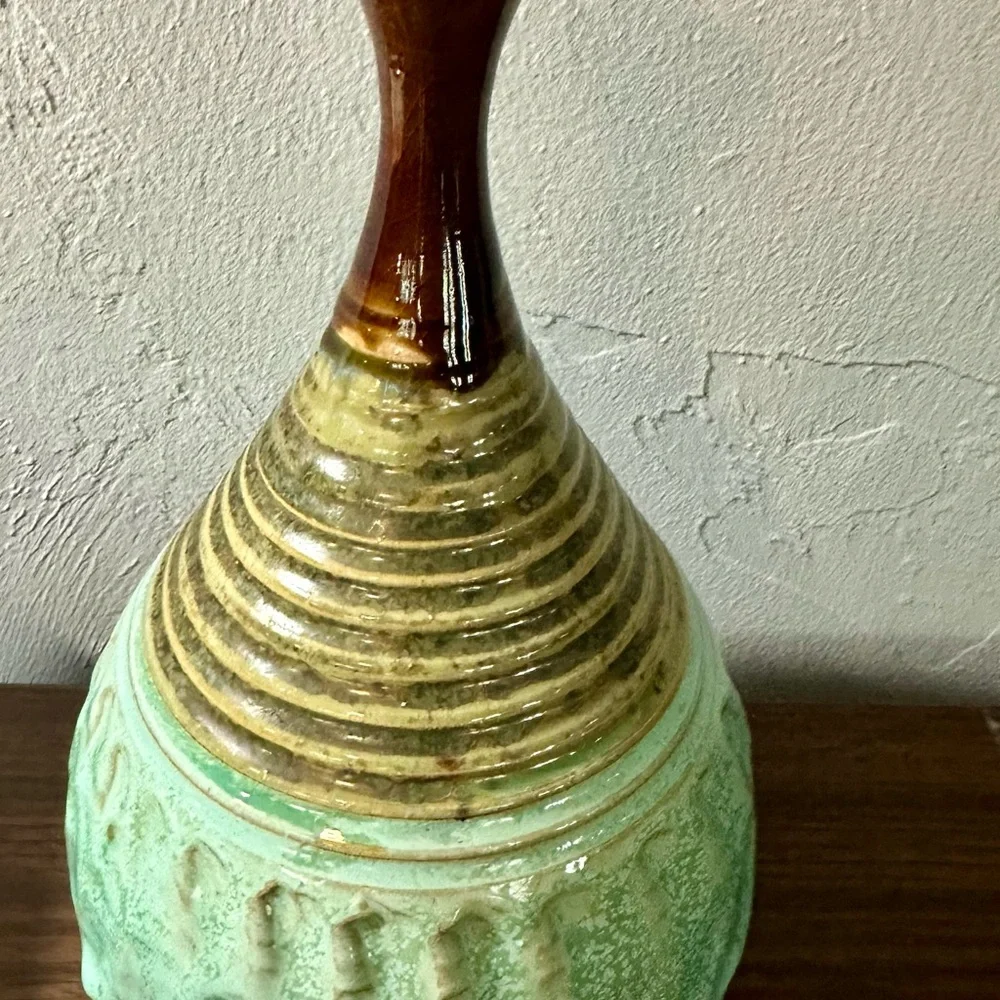 Handmade Ceramic Vase in Teal and Brown (Signed Studio Pottery) - Picture 3 of 7